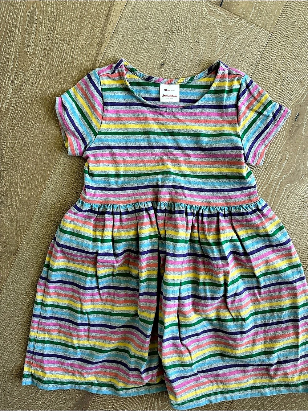 Hanna Andersson Rainbow Stripe Drop Waist Dress Girls 6-7